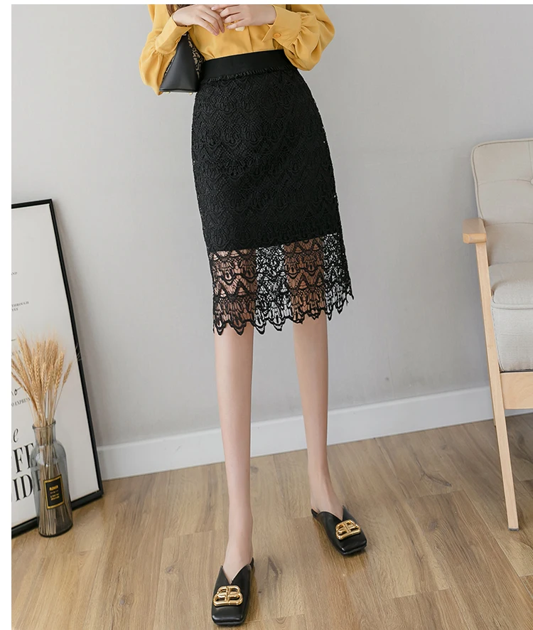 New arrival spring Runway Women Long Skirt Luxury mesh lace High Waist Elegant retro Skirt hollow out Designer sliming Skirts