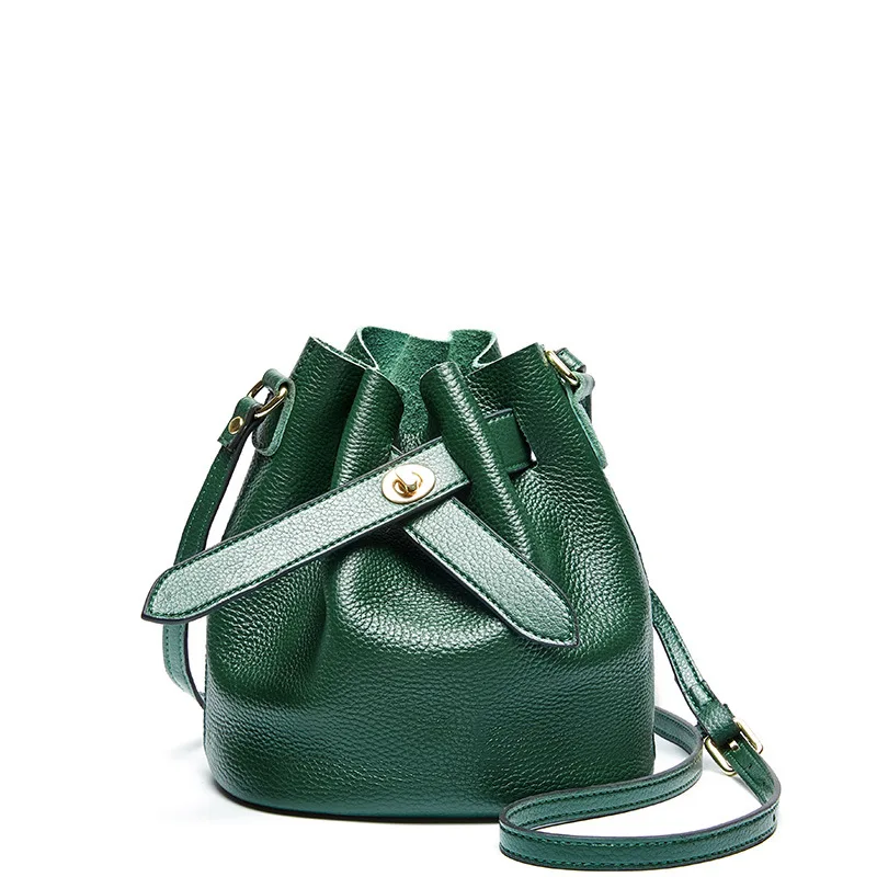 

Cowhide Bucket Women's Bag Soft Real Leather Cross Bag Simple Messenger Bag Small Bags for Women 2020