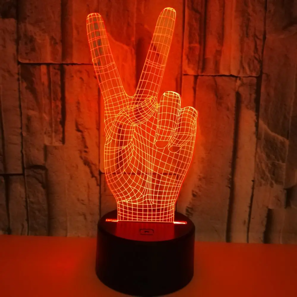 Candeeiro de Mesa Iluminação do Sono Luz da Noite Novidade Gestos Vitória 7 Cores Mudando Popular Quarto Cabeceira 3d Led Usb v 7 v gestos vitória luz da noite 7