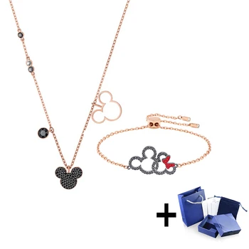 

High Quality Original SWA Necklace Bracelet Set Cute Cartoon Mouse Bracelet Necklace Woman Jewelry Gift Free Shipping
