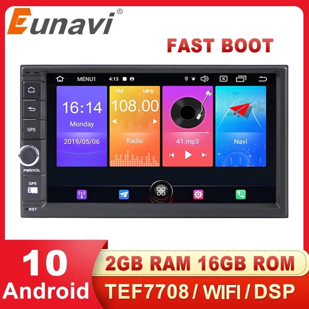 Универсальный Автомобильный мультимедийный плеер Eunavi 2 Din 7 дюймов Android радио