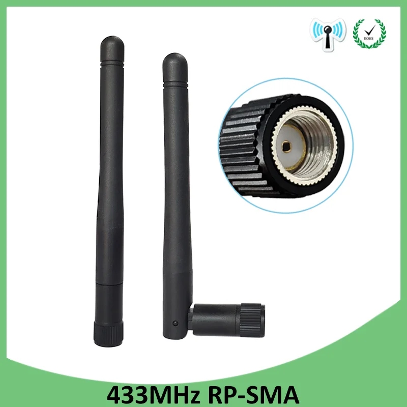 

2pcs 433MHz antenna 3dbi RP-SMA Connector 433 mhz antena rubber antenne for wireless watermeter Gasmeter Lorawan Emeter