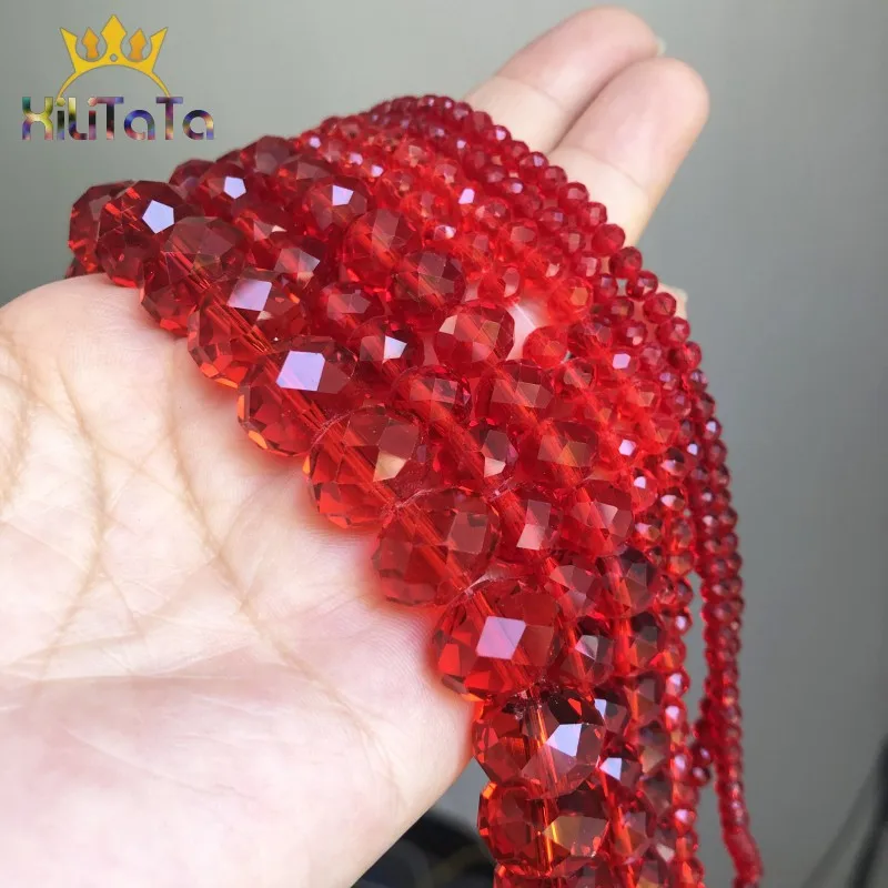 Facettierte rote Glaskristall-Rondelle-Perlen, lose Distanzperlen für Schmuckherstellung, DIY-Armband, Ohrringe, 15''Strang, 4/6/8/10/12/14 mm – Detail 7