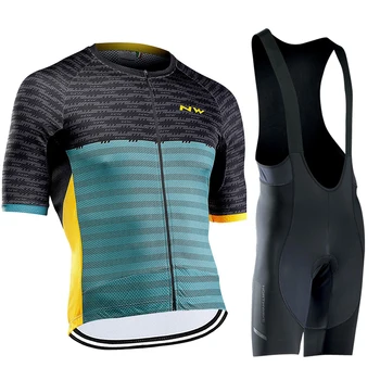 

Northwave Cycling Set Short Sleeve Team Bicycle Clothing Kit Maillot MTB Bike Wear Men Bike Bib Shorts Suit NW Cycling Jersey