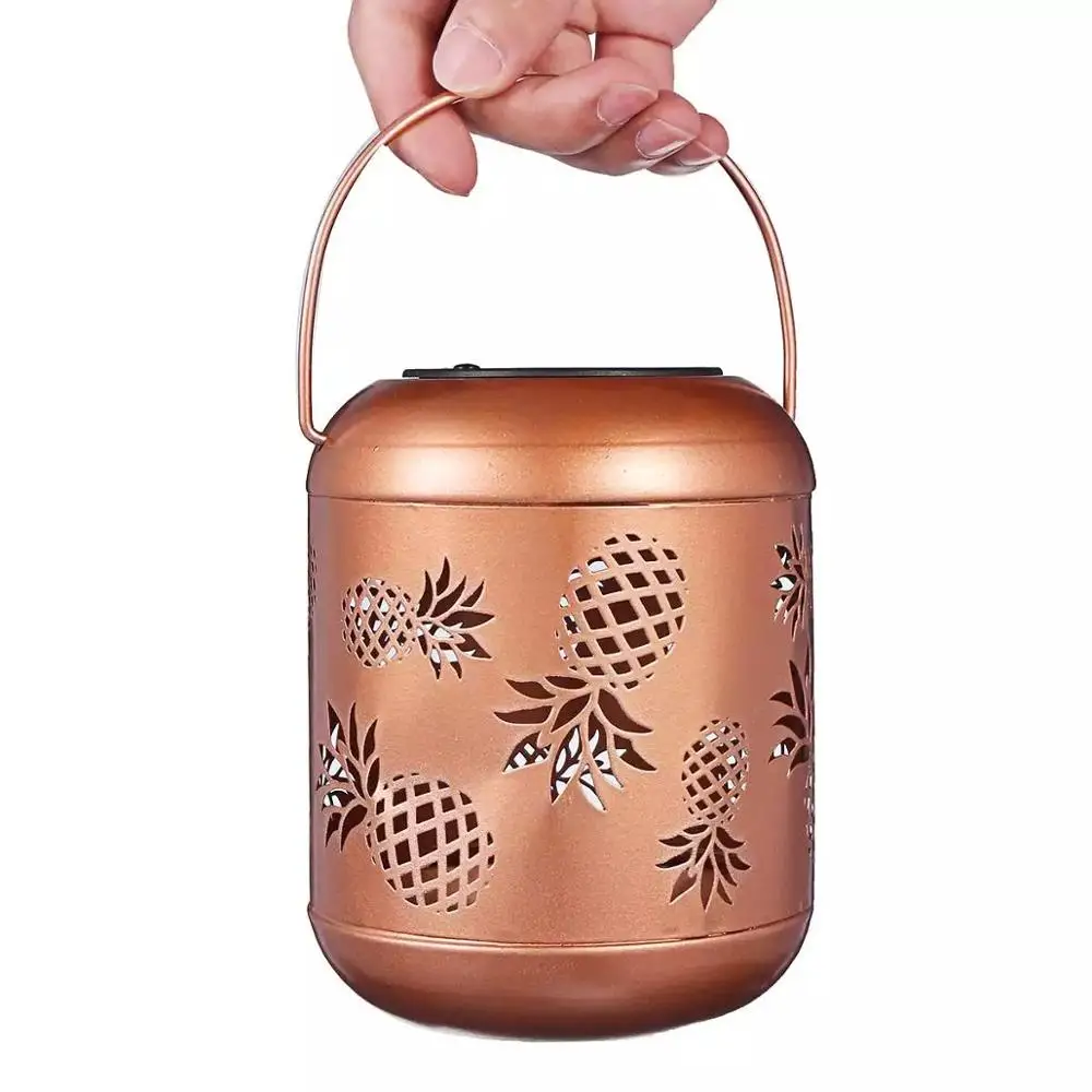

JLAPRIR LIGHTING Vintage Hanging Solar Lights Pineapple Decorative Outdoor Flickering Candle Light Solar Lanterns with Handle