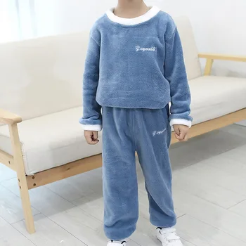 

2020 Winter Kids Pajamas Sets Warm Pyjamas For Boys Thicken Girls Sleepwear Flannel 2-12 Years Fleece Baby Thermal Underwear Set