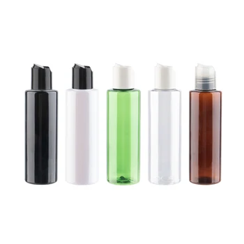 

150ml 12Pcs Wholesale Refillable Plastic Disc Cap Cosmetic Bottles High Quality PET Liquid Soap Container White Clear Green Vial