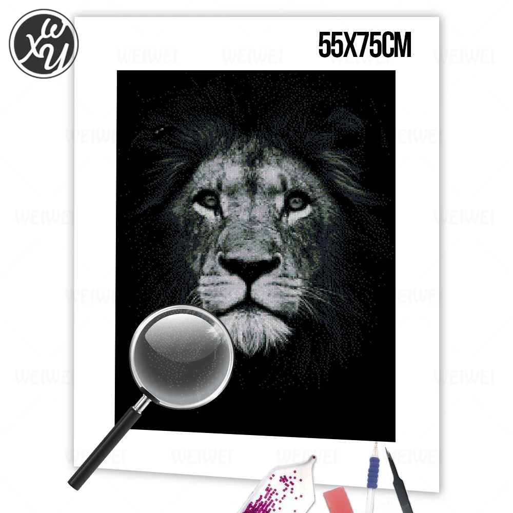 Black and White Diamond Painting Kits 5D Diamond Painting Animals Cross Stitch Kits for Adults Diamond Mosaic Stitch Home Decor