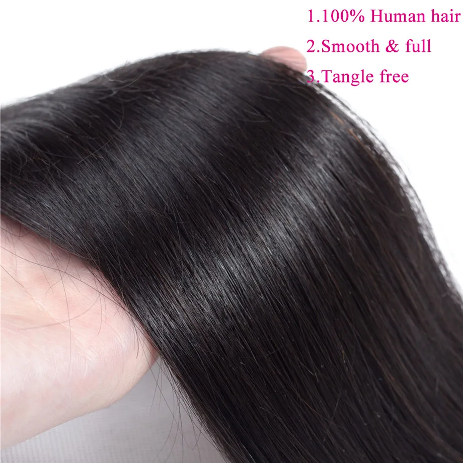 Straight Human Hair Bundles Remy Hair Straight Bundles Weaves Doule Drawn Natural Color 100% Human