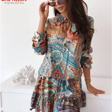 Zapalisa elegante estampado vintage Mini vendaje vestido de moda volantes decoración plisado Vestido Mujer verano Streetwear