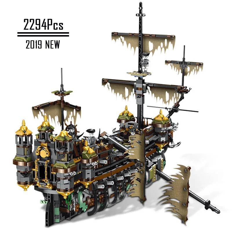 

Movies Pirate Ship Salazar Pirates of the Caribbean The Slient Mary Set Model lepinnglys city Building Blocks Kids Gifts Toy