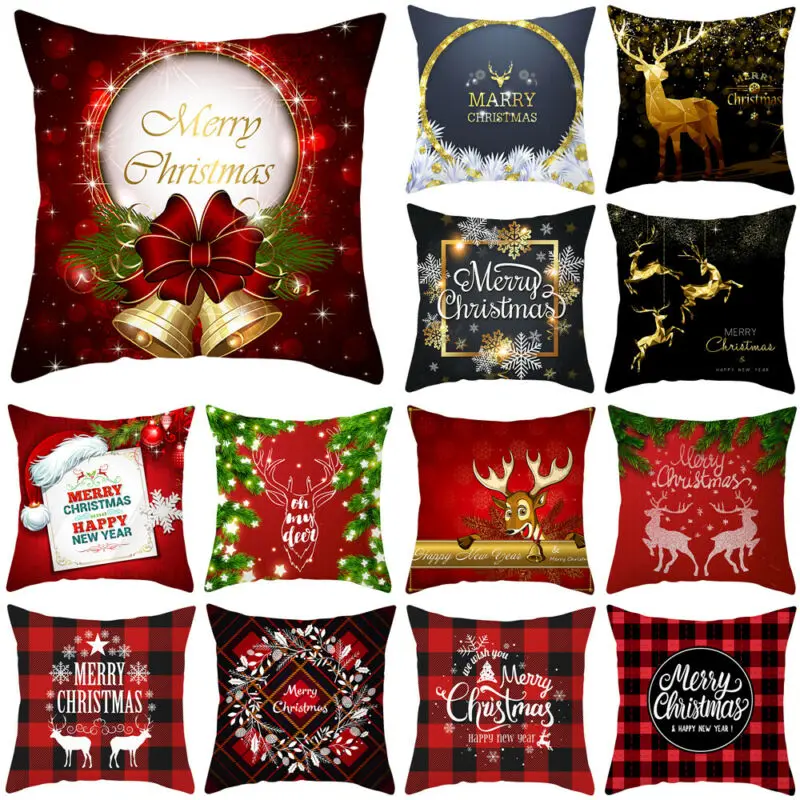 18x18 Рождественская Подушка с изображением оленя, красный плед, чехол, подарок для дома, стильный декор, милая подушка для путешествий