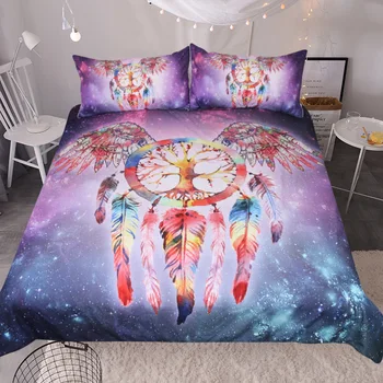 

BEST.WENSD king Beding set dreamcatcher Western Pink, purple boho queen bedding bed cover Duvet Cover Sets Queen 228x228cm T58R