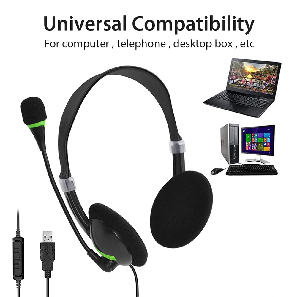 Ultra light Commercial grade Broadband USB Headset DSP ASP Gaming Headphones Bass Stereo PC Wired Headset With Mic Gifts