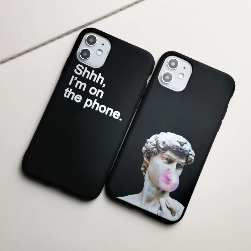 

Black Soft Phone Case For iphone 11 Pro Max Cases For iphone X XS Max XR 6S 6 7 8 11Pro 11pro Max Back Cover Matte TPU Painted