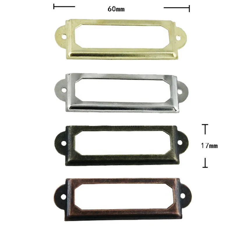 100 шт./компл. 60*17 мм 4 цвета металлический держатель для табличек коробка потяните рамка ручка держатель для файлов мебель ящик ящика домашнего декора