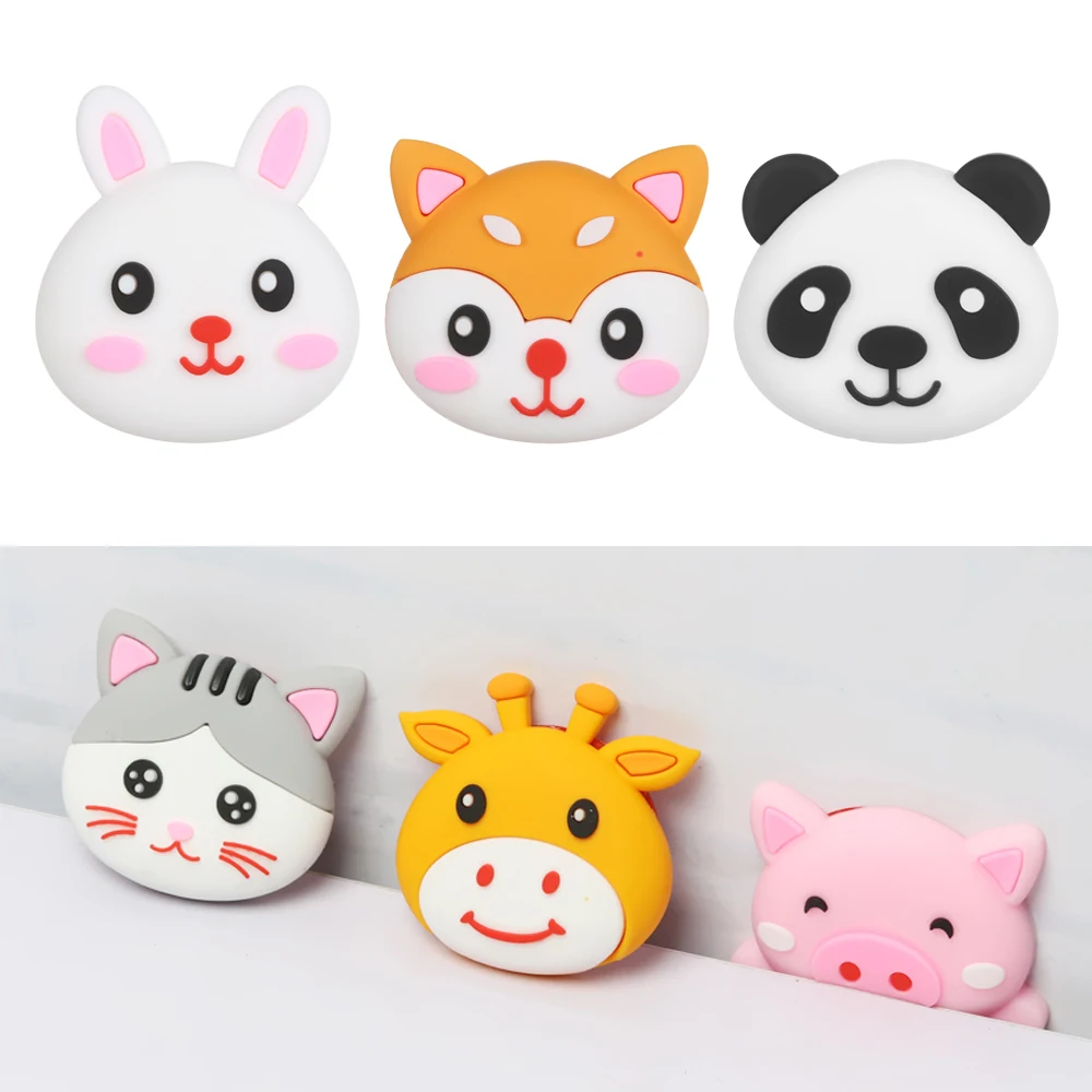 Silicone Door Stopper 1PC Lovely Animal Design PVC Silicone Wall Protector Door Handle Bumper Guard Stopper Collision Avoidance Self-Adhesive Pad