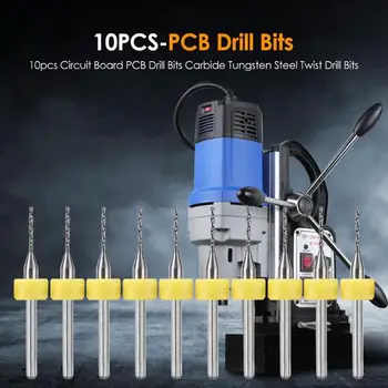 

10pcs/set Carbide Tungsten Steel Twist Drill Bits Woodworking Rotary PCB Drill Reduces Cutting Force and Drill Breakage