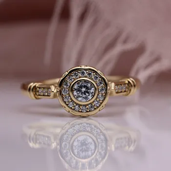 

Creative classic retro fashion round wedding ring women's antique gold crystal engagement ring Turkish ladies jewelry finger
