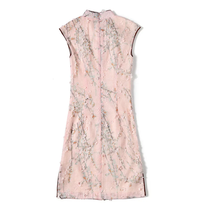 Chinese style Office work dress Superior quality Spring summer women elegant short dress Sleeveless retro Pencil dresses