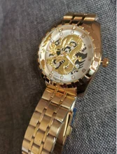 WLISTH-Reloj de pulsera de cuarzo para hombre, luminoso, con abertura para fecha, de acero inoxidable, resistente al agua, de las mejores marcas, dragón dorado