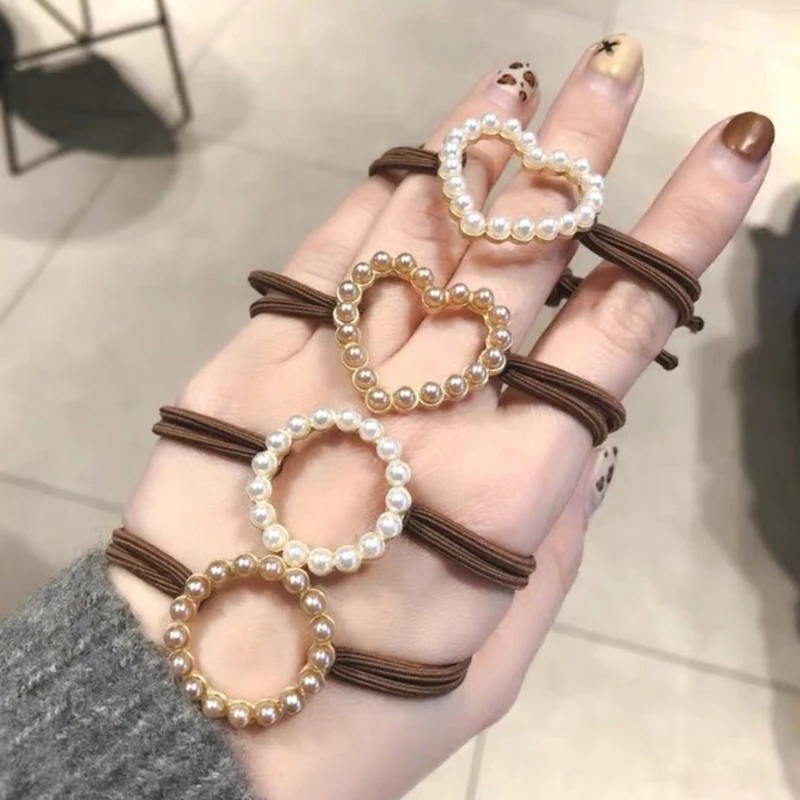 

1Pcs/Set Girl Cute Pearl Hair Ropes Ponytail Elastic Rubber Band Headband Hair Rope Fashion Women Hair Accessories