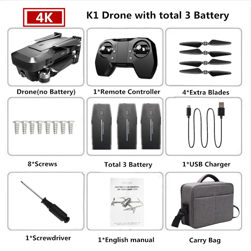 Visuo ZEN K1 RC Дрон GPS профессиональные беспилотники с 4K 5G Wifi HD двойной Квадрокоптер с камерой Flight 28mins Dron VS F11 B4W - Цвет: Carry Bag 3B