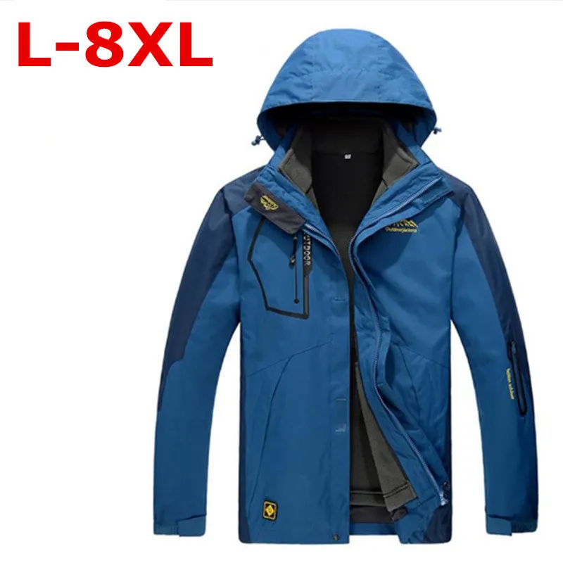

new plus size 10XL 9XL Men's Waterproof Windpoof Jackets Men thicken 2 in 1 Autumn winter Jacket Coats Male Brand Clothing