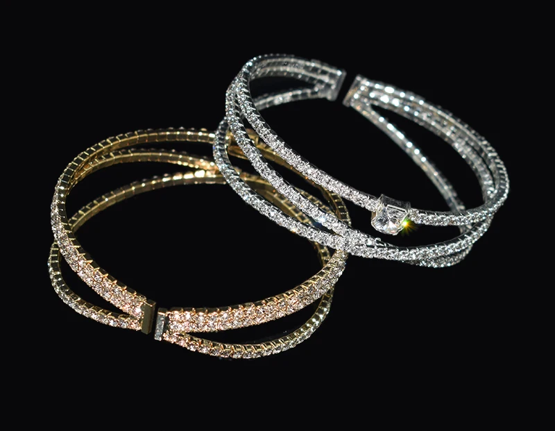 Cubic Zircon Cuff Bangle silver Golden Plated Crystal Women's Bracelets and Bangles Wedding Bangles Bridal Jewelry Gifts 6