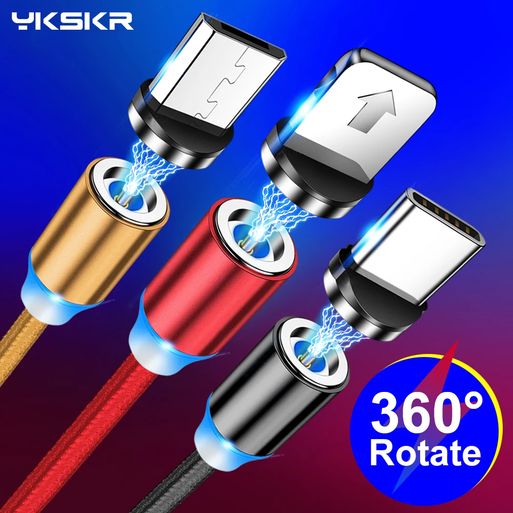 

Nylon Braided Magnetic Cable For iphone Xs 8 7 6sPlus Micro USB Cable LED Fast Charging Wire USB Type C Cable For Huawei Samsung