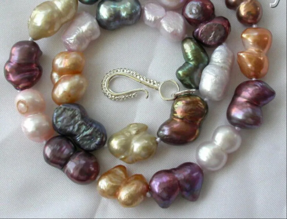 stunning big baroque multicolor freshwater cultured pearl necklace