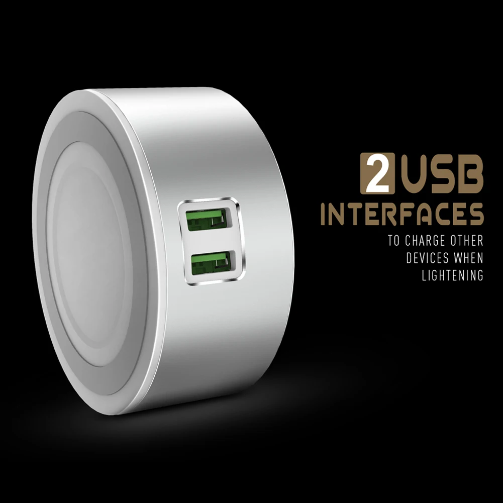 Светодиодный Ночной светильник с двумя usb портами зарядное устройство для