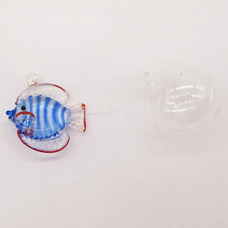 

NEW Custom hand blown float glass stripe tropical fish Figurine aquarium decoration pendant miniature murano glass animal statue