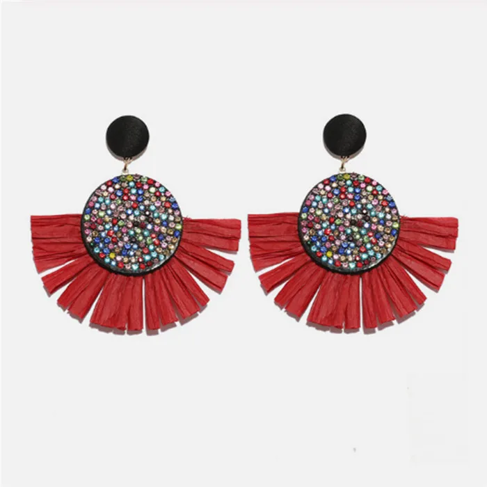 Ztech Red Resin/Crystal Drop Earrings For Women Handmade Fringed Tassel Dangle Statement Wedding Earrings Party Christmas Gift - Окраска металла: Z917-Red