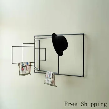 

Creative Wall Shelf Clothing Display Stand Bookrack Folding Hat And Coat Stand Wrought iron home decorates living room bedroom