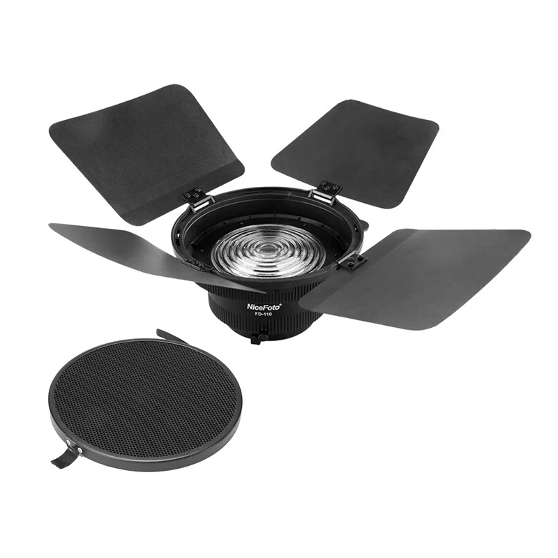 Bowens com Luzes de Grade de Favo de Mel Portas de Celeiro Nicefoto-adaptador de Foco de Luz de Montagem de Fresnel de Fd-110 para Luz de Vídeo Led de Montagem para Vídeo Luz de - Image 2