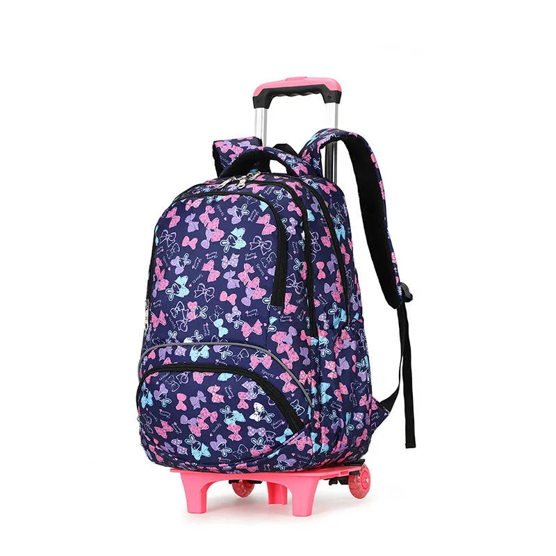 2 wheels backpack Детский Школьный рюкзак с колесами, Детские рюкзаки на колесиках, Детская сумка на колесиках для девочек, дорожный Рюкзак-тележка сумка для детей - Цвет: 2 wheels backpack