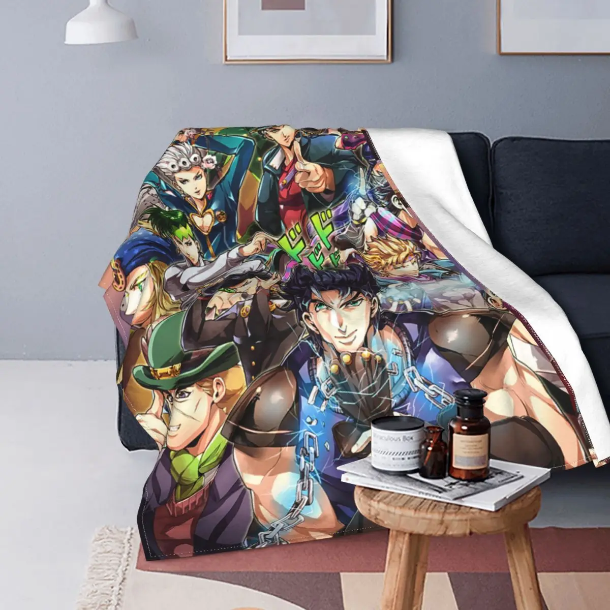 

Jojos No Kimyou Na Bouken Blankets Fleece Anime Jojo's Bizarre Adventure Ultra-Soft Throw Blankets for Home Couch Bedroom Quilt