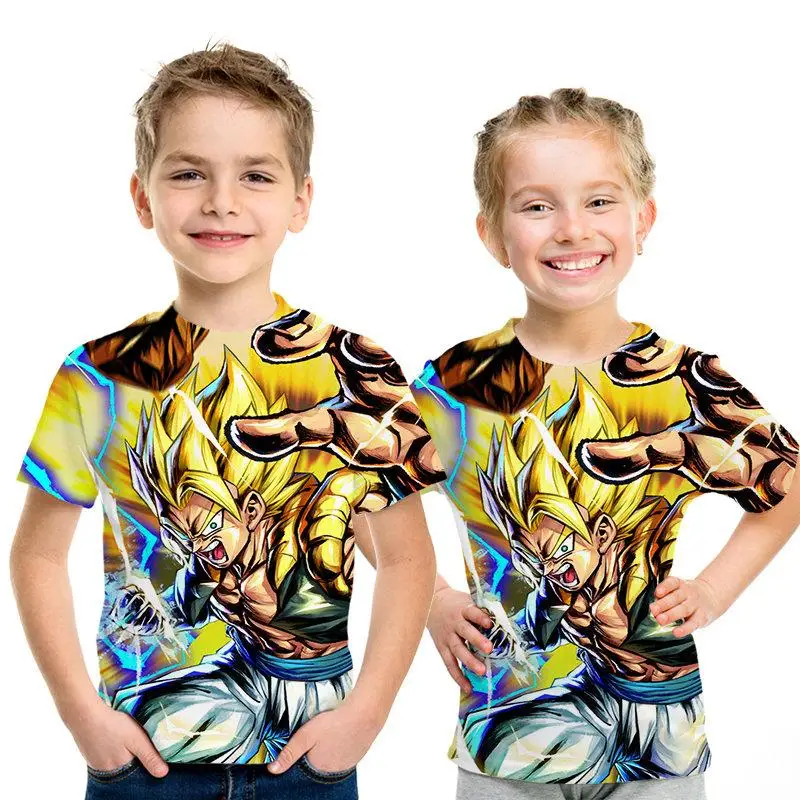 Детская футболка с изображением дракона и шарика Z goku Saiyan, Детская футболка с 3D-принтом, Детская футболка, модная футболка для мужчин и девочек