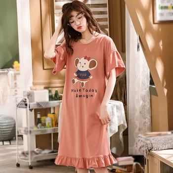 

Summer Sleepdress Sweet Cute Cartoon Printed Short Sleeve Nightdress