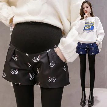 

Shorts for Pregnant Women 2020 Autumn & Winter Outer Wear Pants Fashion Printed Little Swan Fall And Winter Clothes Slimming Bas