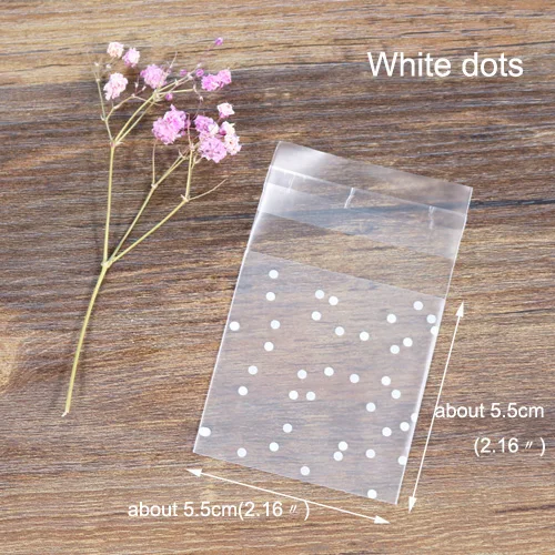 5.5x5.5cm white 100 шт горошек матовый пластиковый пакет конверт белый синий розовый Самоклеющиеся сумки 7x7 см Канцелярские принадлежности хранения пластиковые конверты - Цвет: 5.5x5.5cm white