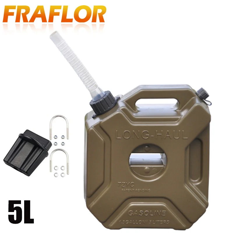 

5L Green Fuel Tanks Plastic Petrol Cans Car Jerry Can Mount Motorcycle Jerrycan Gas Can Gasoline Oil Container Fuel Canister