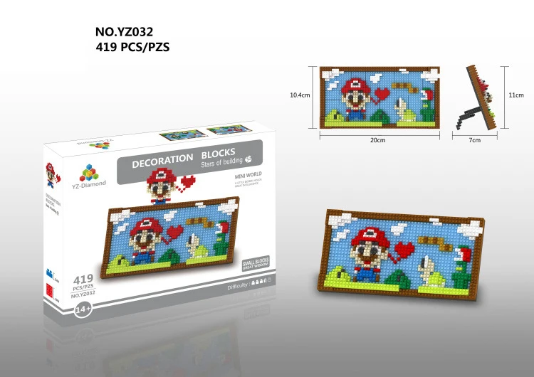 Идея мультяшной игры изображения Супер Марио нанокирпичи Фреска микро алмазный строительный блок Луиджи фоторамка игрушки украшение дома - Цвет: Mario