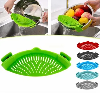 

1pc Silicone Colanders Kitchen Tools Clip On Strainer Drainer For Draining Excess Liquid Filter Leachate Water Leakage