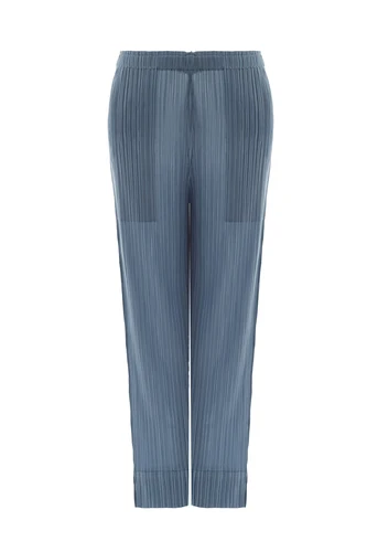 Haze Blue Miyake плиссированные брюки женские большие размеры Длинные брюки японский стиль простые эластичные талии однотонные прямые брюки Новая мода - Цвет: Haze Blue