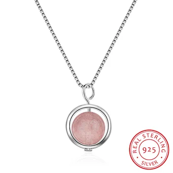 

Hot Sale 925 Sterling Silver Natural Strawberry Crystal Beads Necklace For Women Simple Jewelry collares S-N249