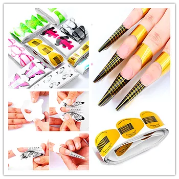 

100Pcs French Tips Nail Forms Gel Polish Extension Forms Acrylic Tips Nail Art Decoration tool Nail Gel Curl Forms Nail Stickers
