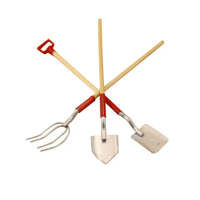3Pcs/Set Fine workmanship ideal choice Miniature Hoe Shovel Rake Dollhouse Garden Decoration Simulation Model New Arrival Mini 1