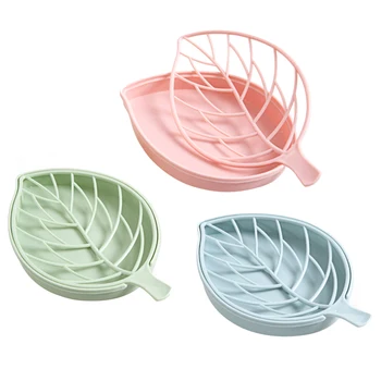 

3Pcs Creative Plastic Double Drain Soap Box Mixing-Color Portable Soap Dishes Plate Tray Holder Bathroom Accessories